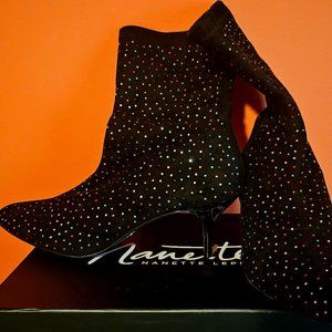Nanette Lepore Size 9.5 M Black and Embellished Booties